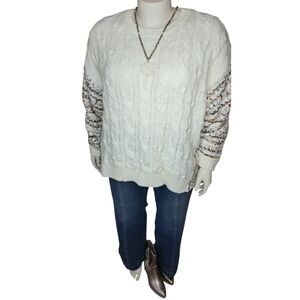 NWT And The Why Ivory Cable Knit Tinsel Sweater 2XL/3XL Cozy Luxe
